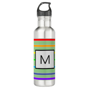 Monogram Rainbow Stripes Stainless Steel Water Bottle