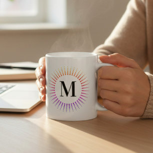 Monogram Rainbow Tie Dye  Coffee Mug