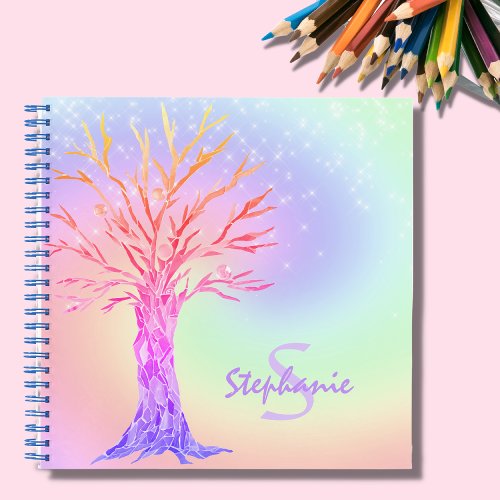 Monogram Rainbow Unicorn Colors Girls Notebook