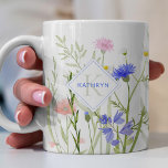Monogram Rainbow Wild Flower Illustrated Coffee Mug<br><div class="desc">With our multi colored floral watercolor illustrations,  this mug is a perfect gift for anyone. Add a monogram and a name to personalise.</div>