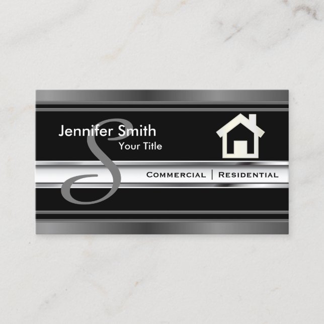 Monogram Real Estate Professional Agent Business Card (Front)