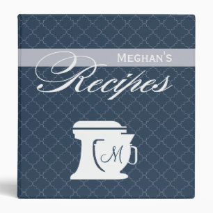 Monogram Recipe Book     Peacock Blue 3 Ring Binder