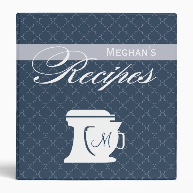 Monogram Recipe Book  |  Peacock Blue 3 Ring Binder (Front)