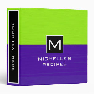 Monogram Recipe Modern Dark Purple Lime Binder