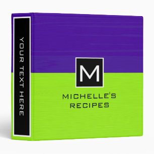 Monogram Recipe Modern Lime Dark Purple Binder