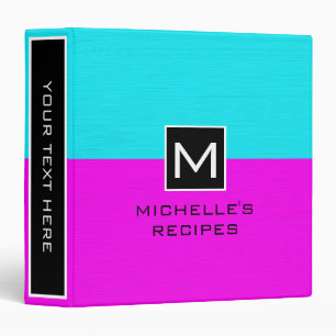 Monogram Recipe Modern Magenta Cyan Binder