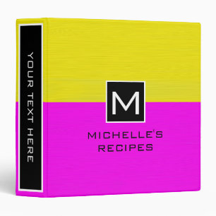 Monogram Recipe Modern Magenta Yellow Binder