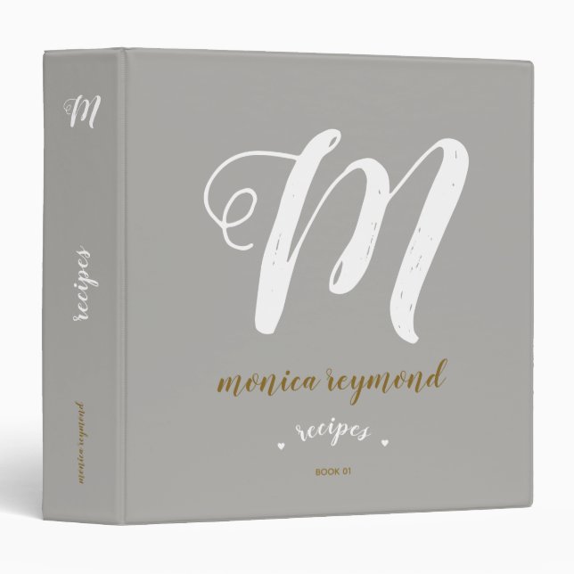 monogram recipes book 3 ring binder (Front/Spine)