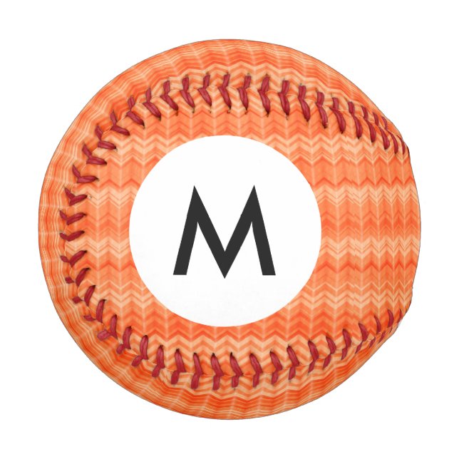 Monogram Red abstract zigzag textile pattern Baseball (Front Left)