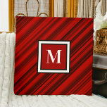 Monogram Red and Black Diagonal Stripes Canvas Print<br><div class="desc">A stylish red and black diagonal pattern with a white monogram in a black frame. This popular design can be personalized by editing the monogram in the text box or delete for no text.</div>