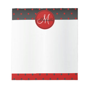 Monogram Red and Black Polka Dots Notepad