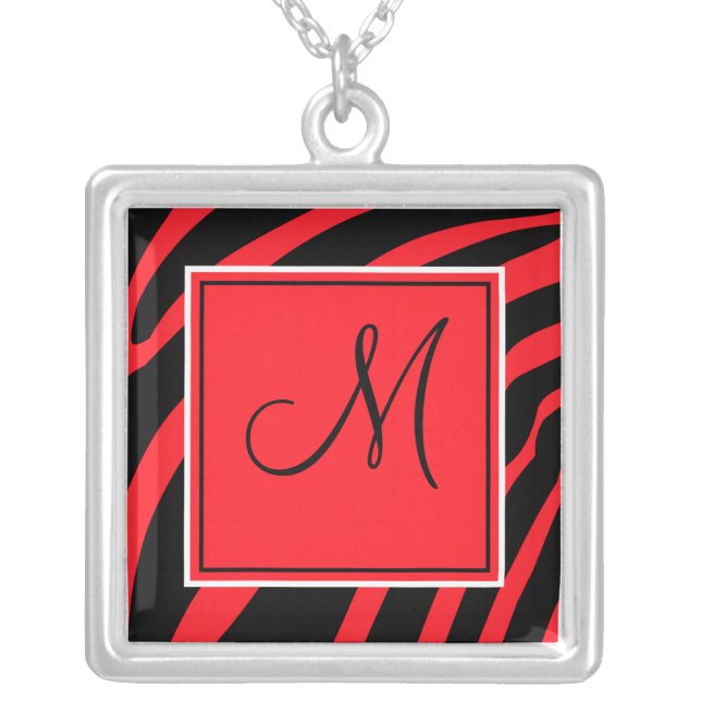 Monogram Red and Black Zebra Necklace (Front)