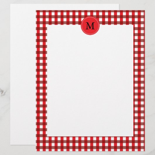 Monogram Red and White Gingham Pattern (Front/Back)