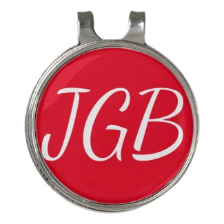 Monogram Red and White Golf Hat Clip Ball Marker