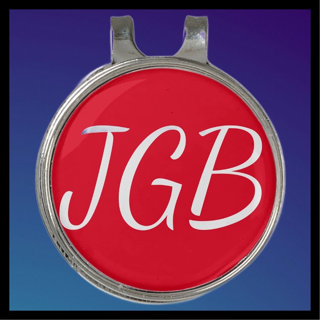 Monogram Red and White Golf Hat Clip Ball Marker (Creator Uploaded)