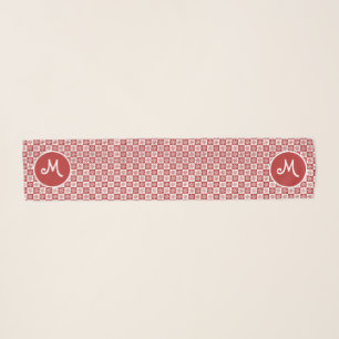 Monogram Red and White Snowflake Pattern Custom Sc Scarf