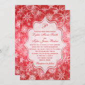 Monogram Red and White Snowflakes Wedding Invite 2 (Front/Back)