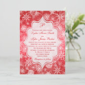 Monogram Red and White Snowflakes Wedding Invite 2 (Standing Front)