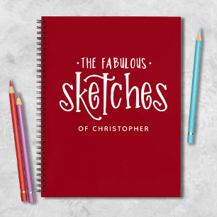Monogram Red Artist Sketchbook Notebook