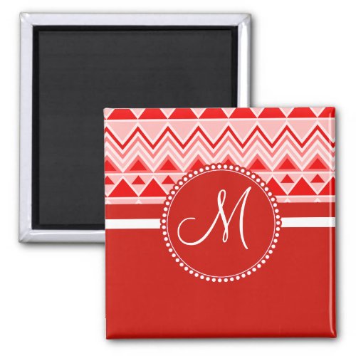 Monogram Red Aztec Andes Tribal Mountains Triangle Magnet