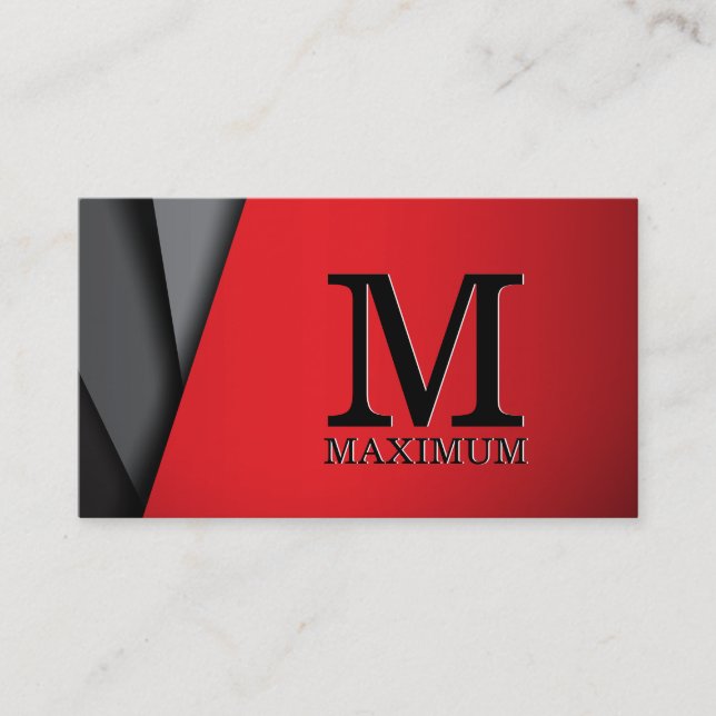 Monogram | Red Black Abstract Panels Business Card (Front)