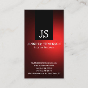 Monogram Red Black Consultant Business Card