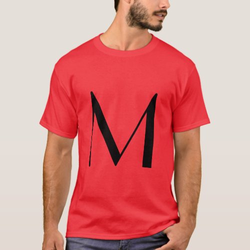 Monogram Red Black Modern Add Your Name Initial T_Shirt