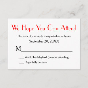 Monogram Red Black RSVP Version 2 Card