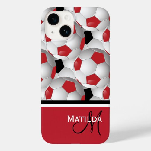 Monogram Red Black Soccer Ball Pattern Case_Mate iPhone 14 Case