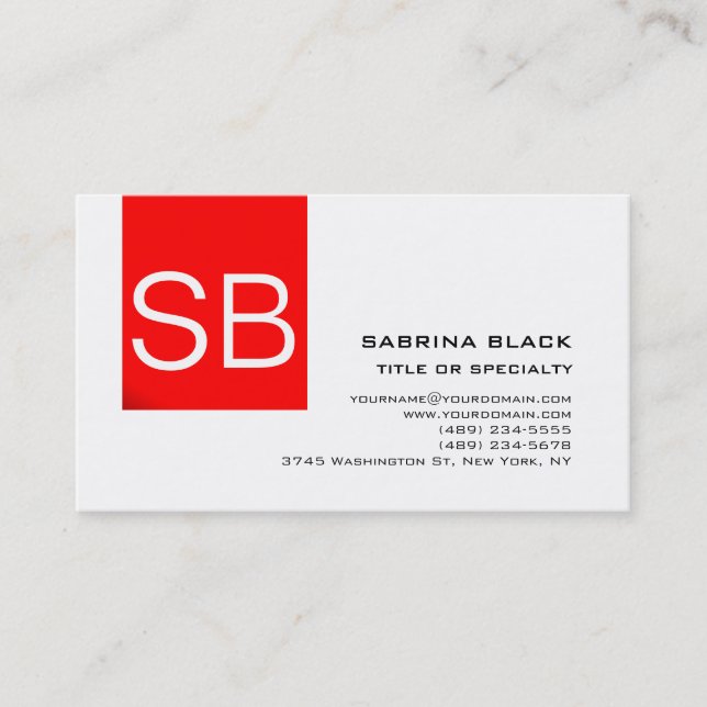 Monogram Red Black White Consultant Business Card (Front)