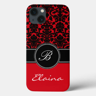 Monogram Red, Black, White Damask iPad Air Case