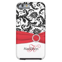 Monogram Red, Black, White Damask Vibe iPhone 6 ca Tough iPhone 6 Case