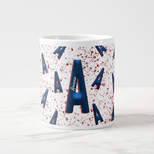 Monogram Red  Blue Typography Art Minimalist Chic Giant Coffee Mug