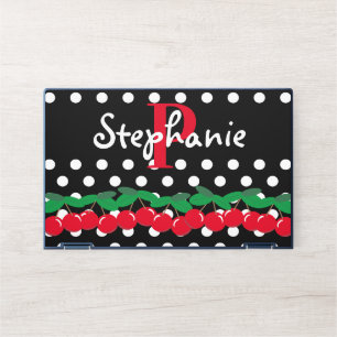 Monogram Red Cherries White Polka Dots Retro HP Laptop Skin