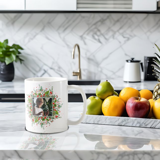 Monogram Red Christmas letter photoCoffee Mug (Creator Uploaded)