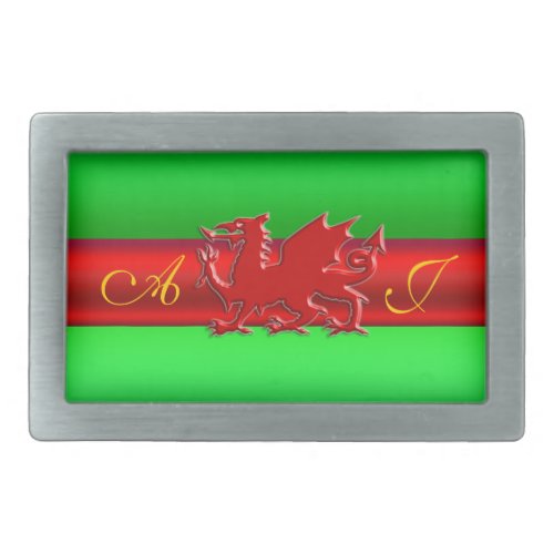 Monogram Red Dragon on green metallic_effect Belt Buckle