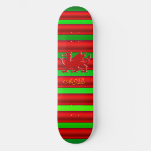 Monogram, Red Dragon on green metallic-effect Skateboard
