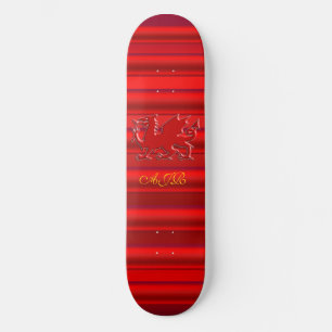 Monogram, Red Dragon on red metallic-effect Skateboard Deck