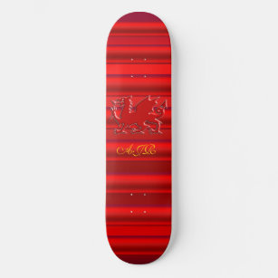 Monogram, Red Dragon on red metallic-effect Skateboard Deck
