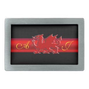 Monogram Red Dragon, red metallic-effect stripe Rectangular Belt Buckle