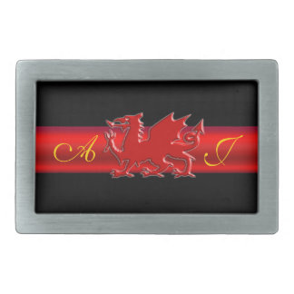 Monogram Red Dragon, red metallic-effect stripe Rectangular Belt Buckle