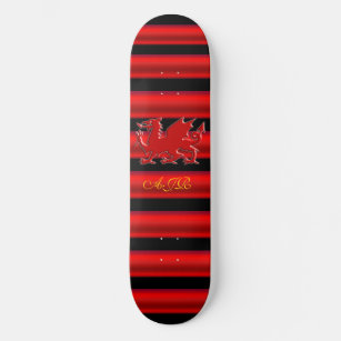 Monogram Red Dragon, red metallic-effect stripe Skateboard