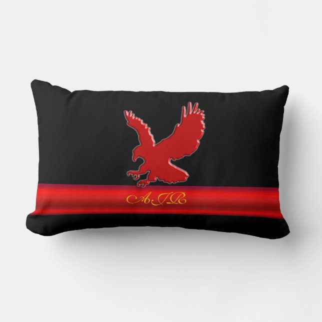 Monogram Red Eagle logo, red metallic-effect strip Lumbar Pillow (Front)