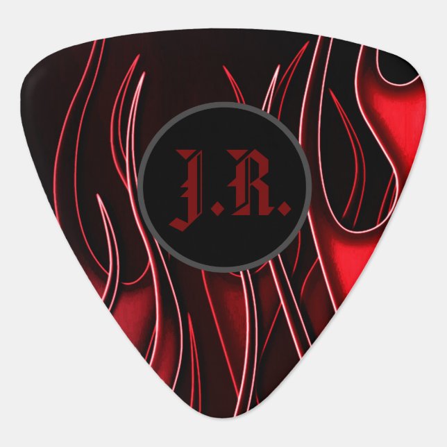 Monogram Red Flames Triangle Guitar Pick (Front)