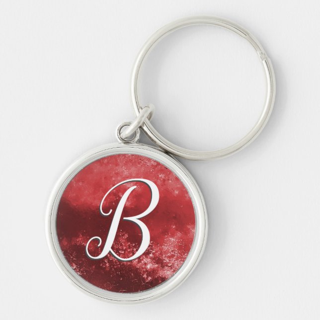 Monogram Red Frost Script Keychain (Front)