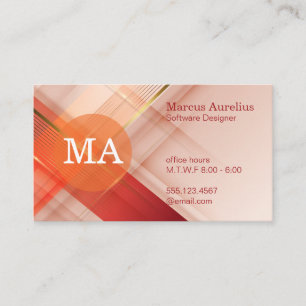 Monogram Red Gold Abstract Background Business Card