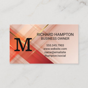 Monogram Red Gold Background Business Card