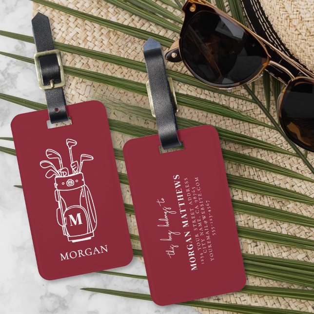 Monogram Red Golf Bag Luggage Tag (Monogram Red Golf Bag Luggage Tag)