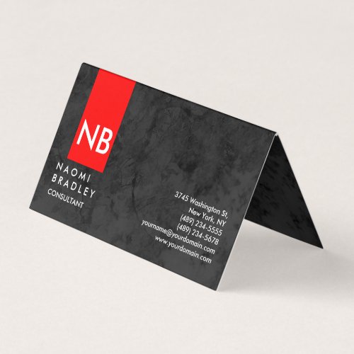 Monogram Red Gray Pattern Modern Consultant Business Card