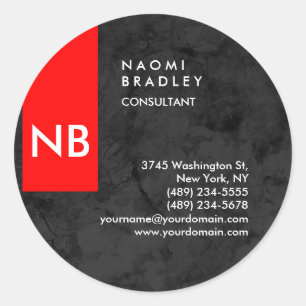 Monogram Red Gray Pattern Modern Consultant Classic Round Sticker